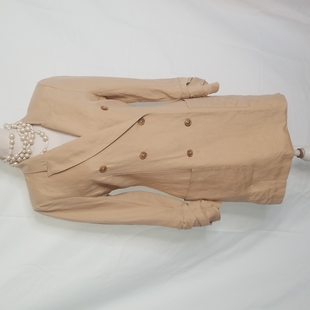 LINEN Blend ASTR Verona Blazer Dress Style # ADR95272 tan double breasted Sz: M - Picture 2 of 15